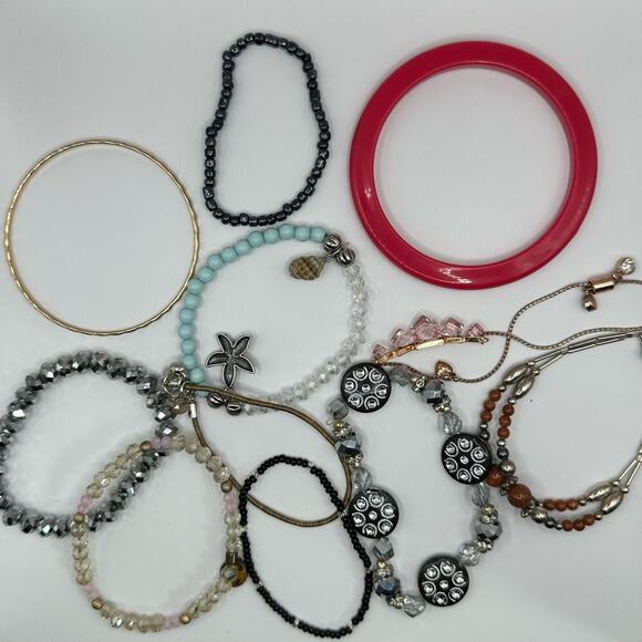 Assorted Lot of Bracelets Cuff Bangle Chain Boho Brown Pink Costume Jewelry - Picture 6 of 8